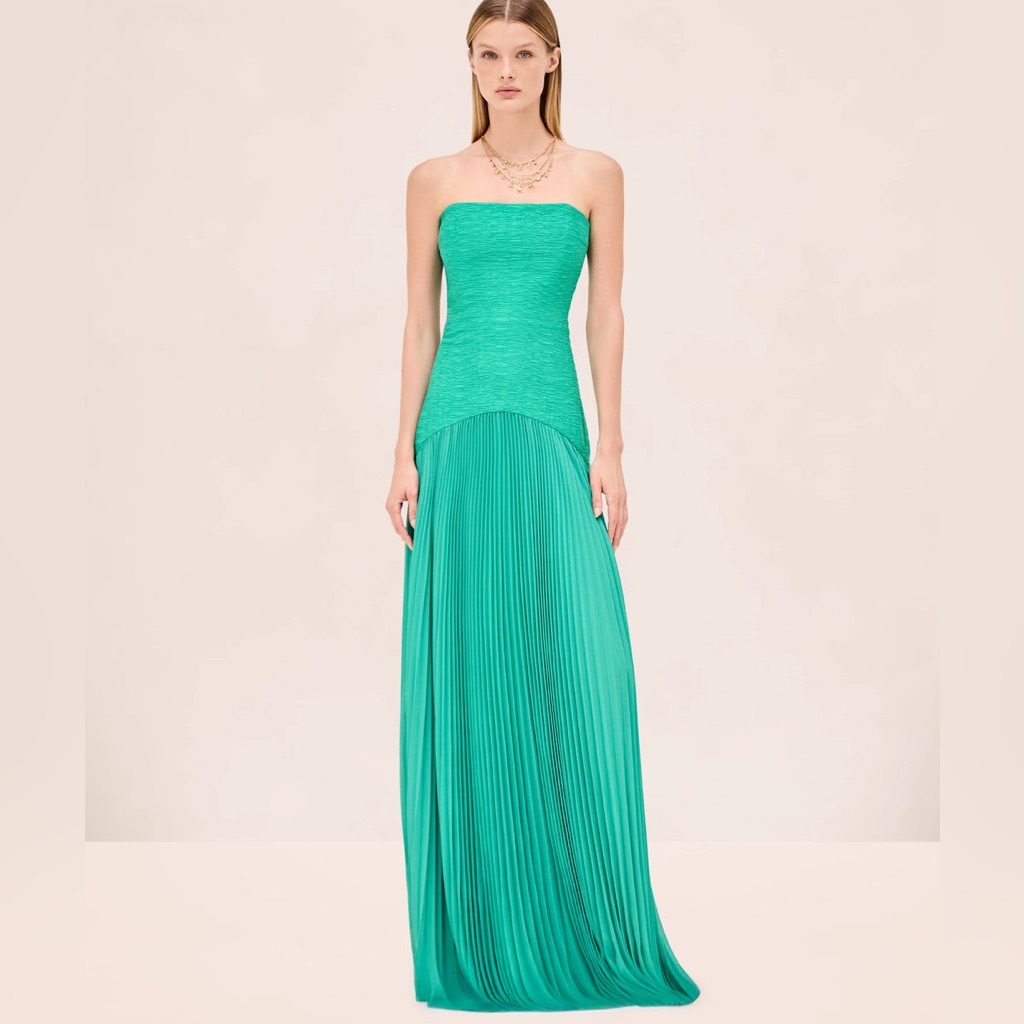 Alexis Nwot Sunniva Strapless Pleated Gown - Emerald